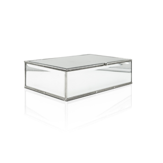 Large Silver String Rope Style Mirror Jewellery Box Side Profile