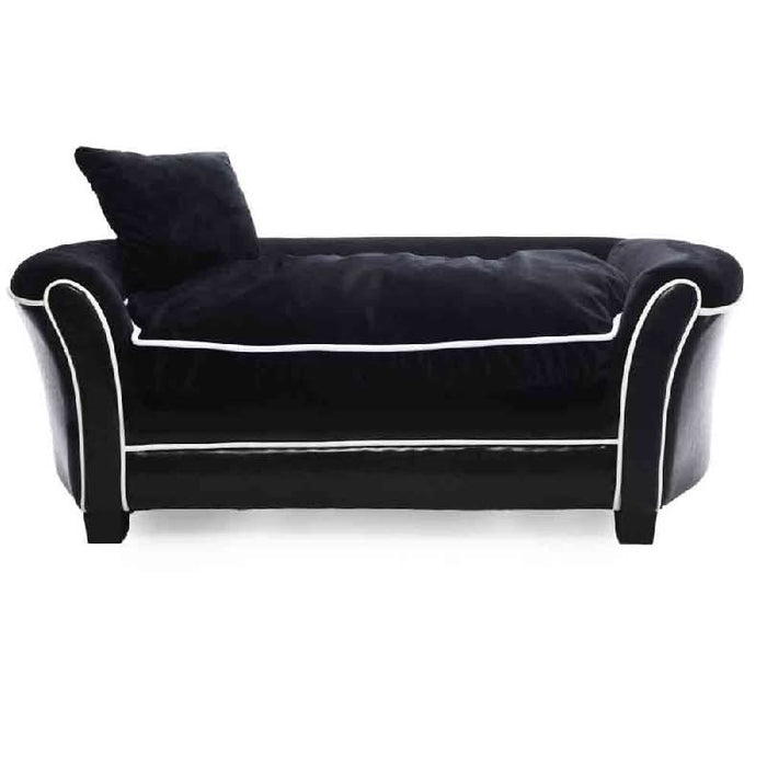 Large Velvet Black & White Premium Pet Sofa Bed