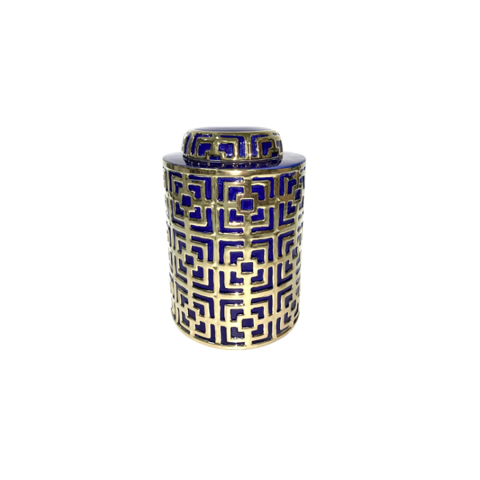 Large Victoria Navy & Gold Jar