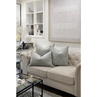 Light Grey Weave Cushion Set On Sofa