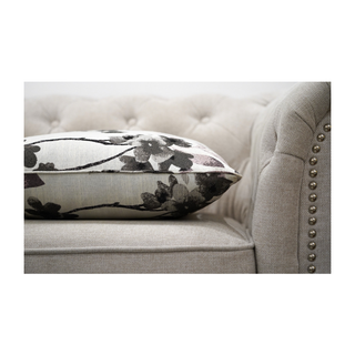 Light and Dark Grey Fabricated with Soft Pink Canvas Cushion Close Up Look