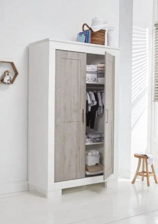 Love N Care Lucca Wardrobe White & Ash Open Door