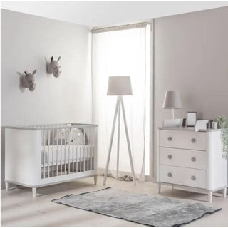 Love N Care Noor Cot White With Chic Grey Border