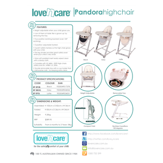 Love N Care Pandora Highchair Details