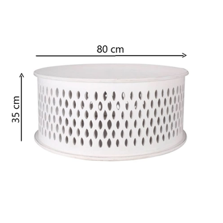 Lumina Mosaic: Round White Mango Wood Coffee Table Dimensions