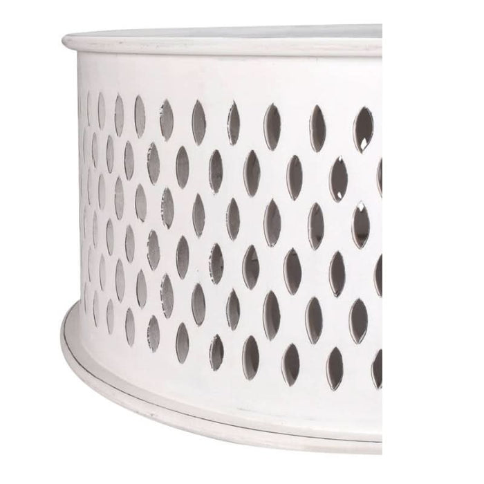 Lumina Mosaic: Round White Mango Wood Coffee Table Pattern