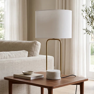Luna Arc Ceramic Lamp On Side Table