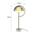 68 cm gold and marble lamp with 27 cm shade and measurement guide.