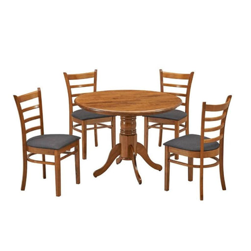 Mackay Walnut 5 Piece Round Dining Setting