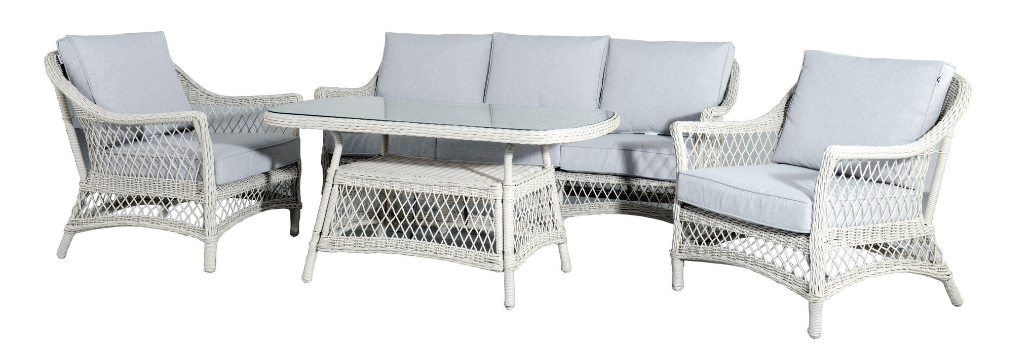 Madrid Elegance Outdoor 4 Piece Oasis Set Light Grey Wicker