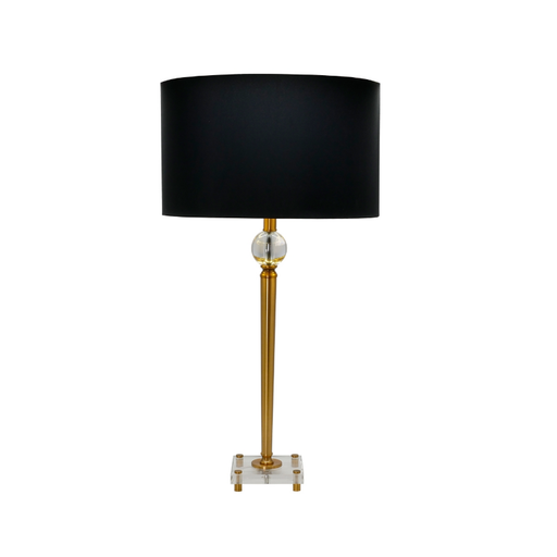 Mandarin Club Tall Gold Table Lamp with Black Shade – 80cm luxury gold lamp for modern living rooms, Shopica Australia.