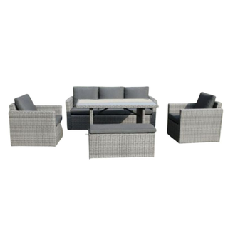 Mansard Elegance 5 Piece Outdoor Dining Oasis - Grey