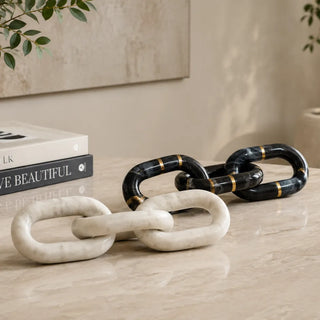 Marble Chain Sculpture Set on Console