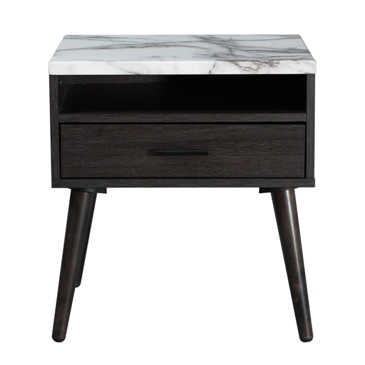 Marcello Single Drawer Bedside Table Black Front View