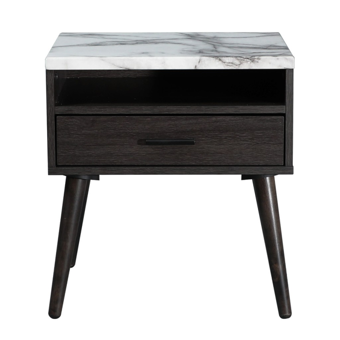 Marcello Single Drawer Bedside Table Black Front View