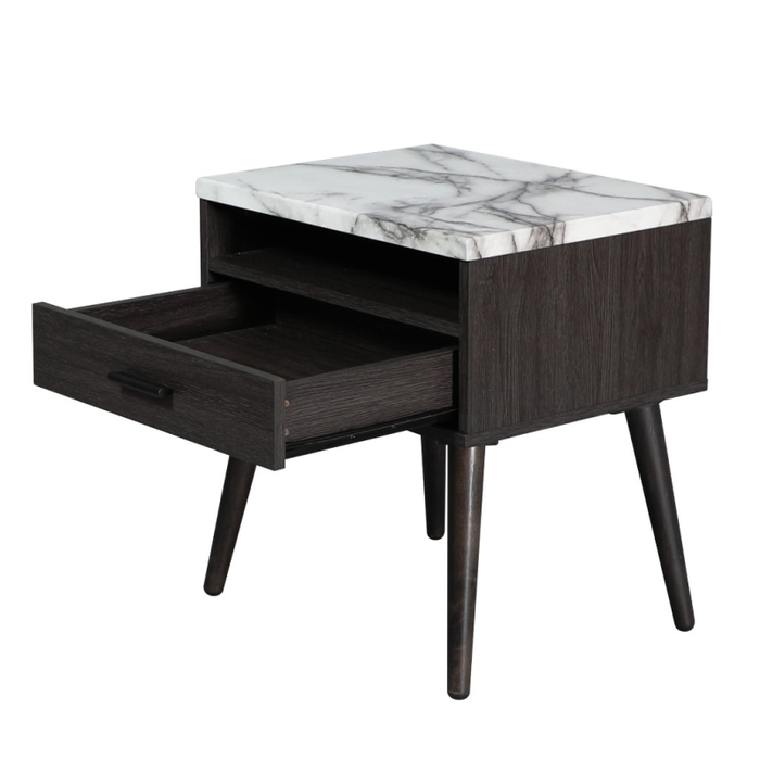 Marcello Single Drawer Bedside Table Black Open Drawer