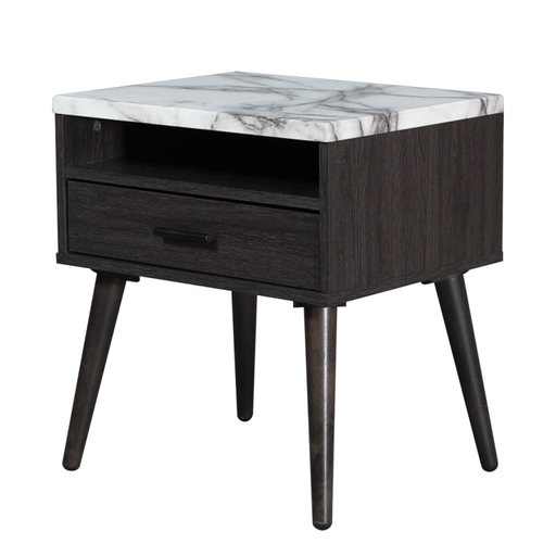 Marcello Single Drawer Bedside Table Black Side View