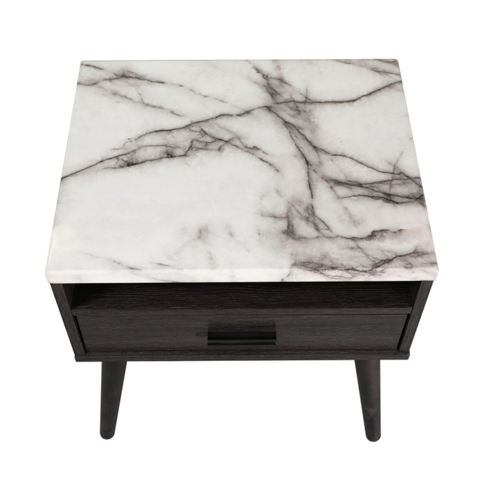 Marcello Single Drawer Bedside Table Black Top View