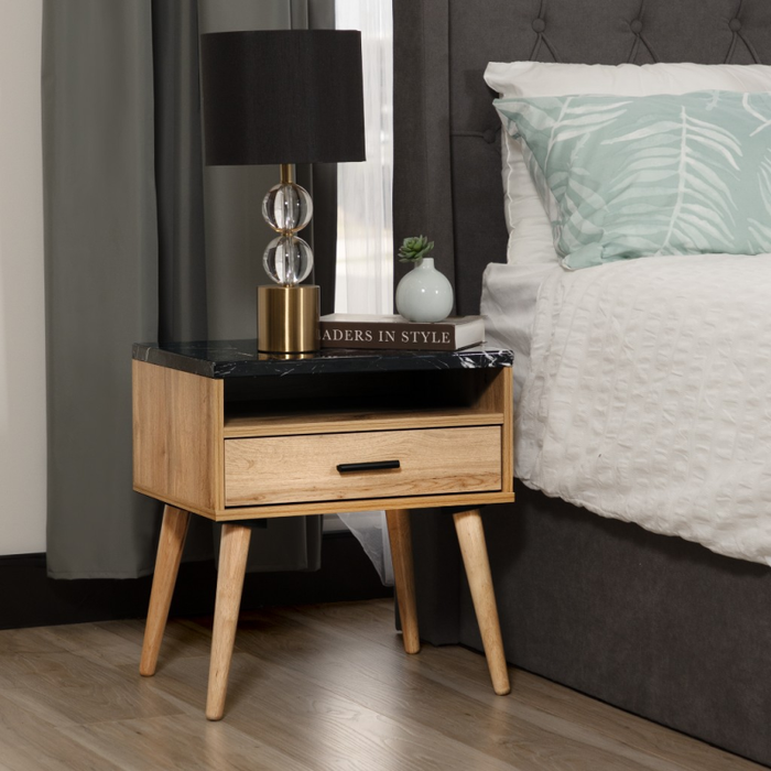 Marcello Single Drawer Bedside Table Oak 