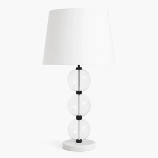 Marina Sand Glass Lamp In Clear Glass, White Shade and Marble Base