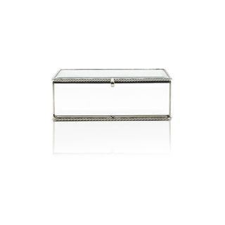 Medium Silver String Rope Style Mirror Jewellery Box