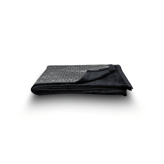 Metallic Grey and Black Throw Blanket with Black Trim