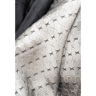 Metallic Grey and Black Throw Blanket with Black Trim Close-Up