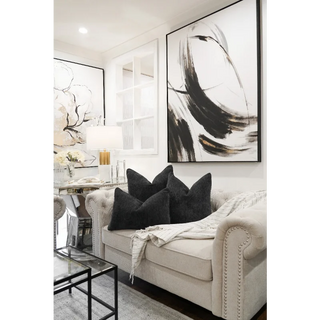 Midnight Rain Cushion Collection on Sofa With White Throw