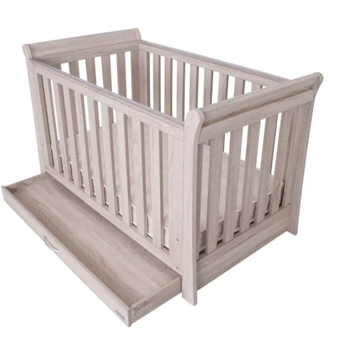 Minimalist and modern Love N Care Noble Cot Ash Drawer Look