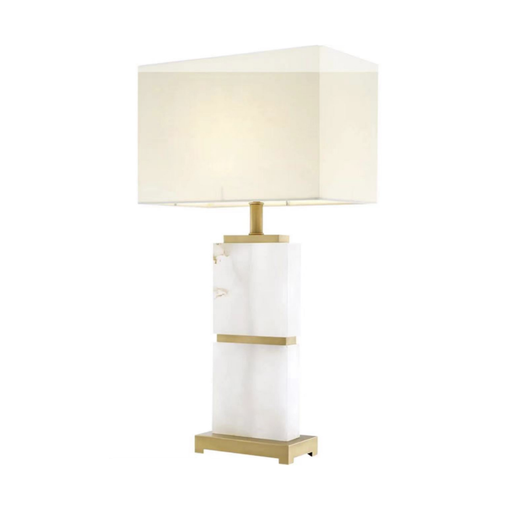 Mirror Hall Solid White Marble Lamp 51 cm with rectangular shade and gold accents.