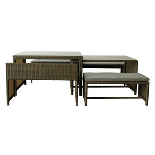 Monte Brown 6-Piece Nested Outdoor Dining Bench Set