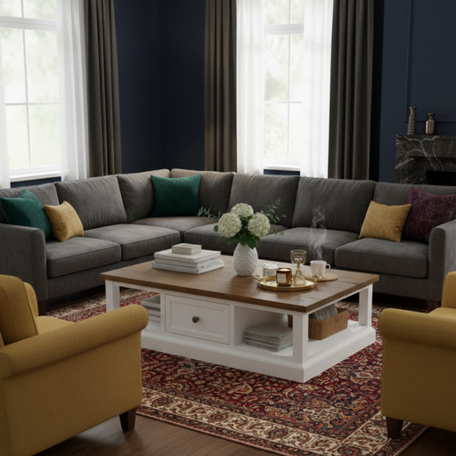 Montreal Chic Hampton 2 Drawer Coffee Table Oak and White