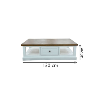 Montreal Chic Hampton 2 Drawer Coffee Table Oak and White Dimensions