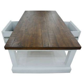 Montreal Chic Hampton 2 Drawer Coffee Table Oak and White Right Side