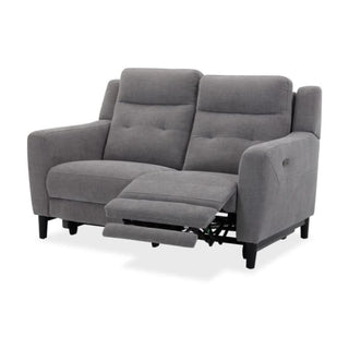 Morgan 2 Seater Electric Recliner in Grey Fabric With Extended Foot Rest