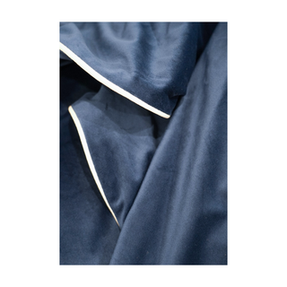 Navy Double Sided with White Pipping Throw Blanket Close-up