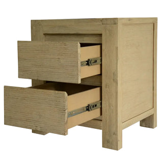 Nelson 2-Drawer Bedside Table Open Drawers