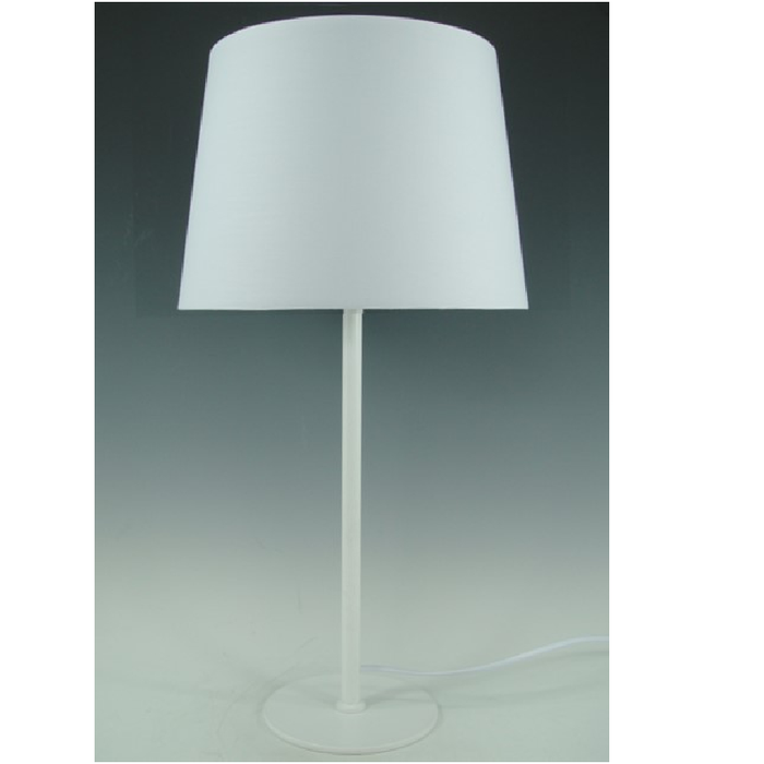 Newport 53 cm white metal table lamp with matching white shade – minimalist design.