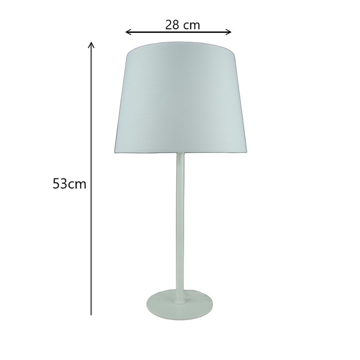 53 cm Newport Lamp with 28 cm shade displayed with measurement guide.