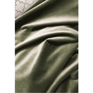 Olive Green Velvet Throw with Trim Close-up