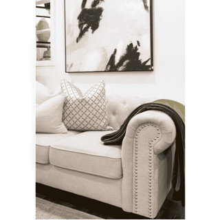 Olive Green Velvet Throw with Trim Folded on Sofa