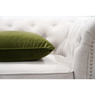Olive Velvet Cushion Close-up