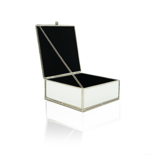 Open Small Silver String Rope Style Mirror Jewellery Box