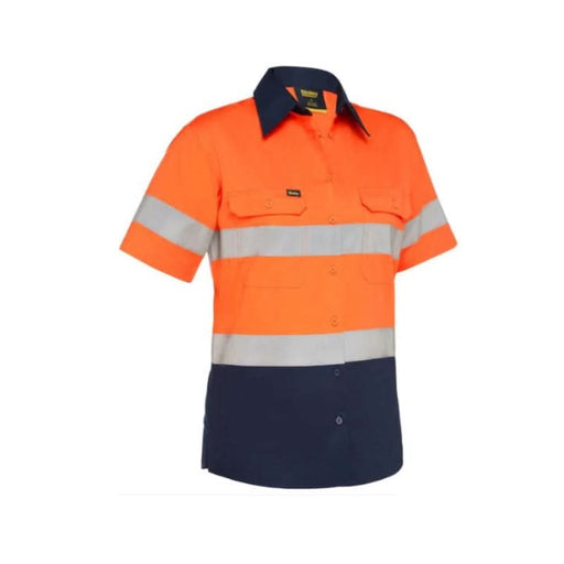 Orange Bisley Women's Taped Hi Vis Cool Lightweight Drill Shirt