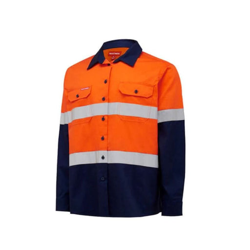 Orange Hard Yakka Women's Hi-Vis Lightweight 2 Tone Taped Long Sleeve Shirt