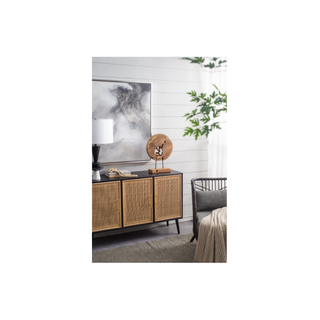 Organic Wood Disc Table Decor on display