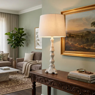 Ornate Candlestick Lamp In Living Room
