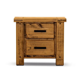 Rustic Pine Bedside Table with Dual Drawers by Whispering Pines