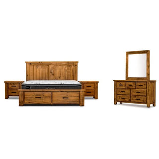 Outback King Bed Kit with Dresser and Mirror Bedsides Bedroom Suite