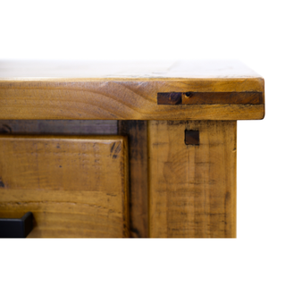Outback Queen Bed Kit in Rustic Oak with Tallboy & Bedside Bedroom Suite Wood Close-up
